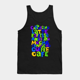 Colorful Coffee Lover Typography Tank Top